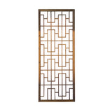 large wooden geometric panel - vintage wood open panel divider  - floor screen 