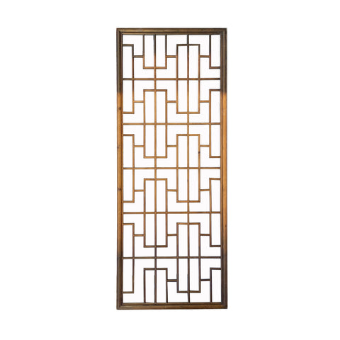 large wooden geometric panel - vintage wood open panel divider  - floor screen 