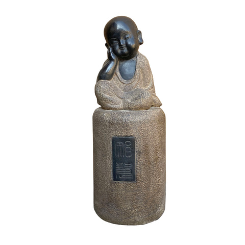 stone lohon statue - Small monk stone statue - Zen garden statue