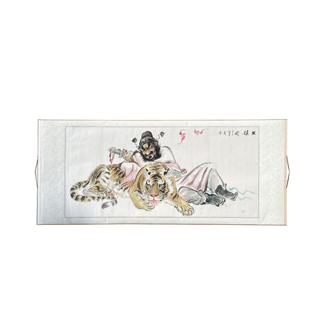 fengshui tiger color ink scroll painting - Chinese horizontal fengshui wall painting