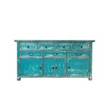 turquoise blue green cabinet - drawers credenza - sideboard console table