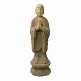 wooden lohon - Chinese monk statue - Buddha Prayer