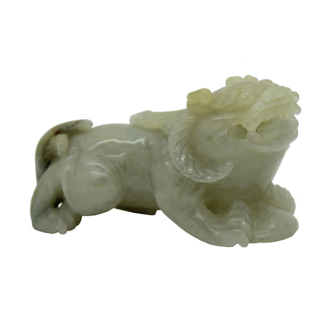 Hand Carved Natural Green & Yellow Jade Feng Shui Lucky Pixiu Figure Pendant n465S