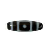 Chinese agate dzi bead - stone geometrical pattern oval pendant