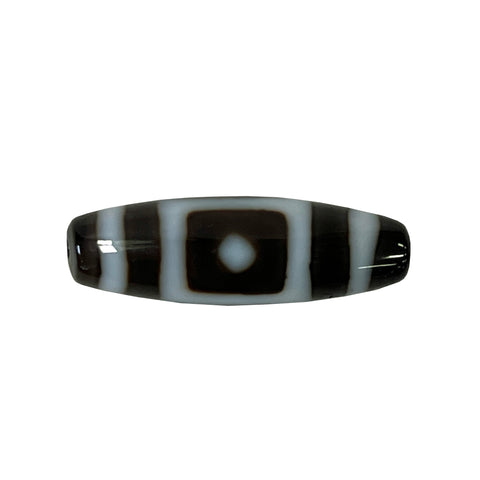 Chinese agate dzi bead - stone geometrical pattern oval pendant