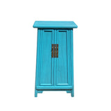chinese pastel blue end table - tall narrow a shape chinese table - asian slim narrow tall side table