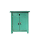 turquoise green end table - asian simple pastel turquoise green nightstand - chinese oriental side table