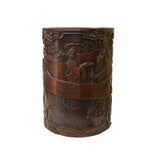 chinese bamboo brush pot - pen holder pot - oriental bamboo art