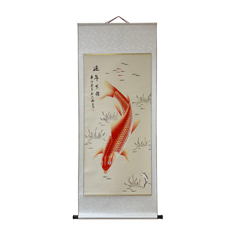 scroll painting - Fengshui koi fish wall art - Chinese ink painting
