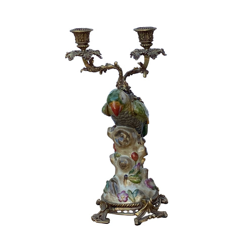 parrot figure - ceramic parrot candle holder - bird tabletop candle holder