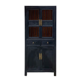 black lacquer bookcase - display cabinet - shutter doors storage cabinet