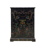 dragons end table - black side table - oriental rustic black dragon chest