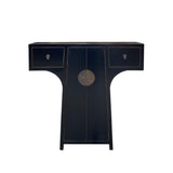 black t shape oriental cabinet - asian moon face side table 