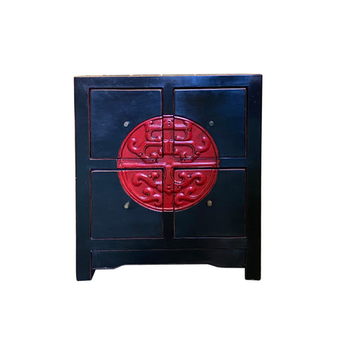 end table - black red side table - nightstand