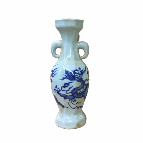 blue white porcelain vase - blue dragon vase - Chinese small vase