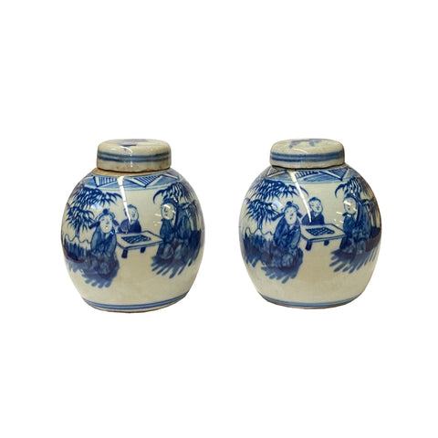 blue white ginger jar - asian porcelain jars