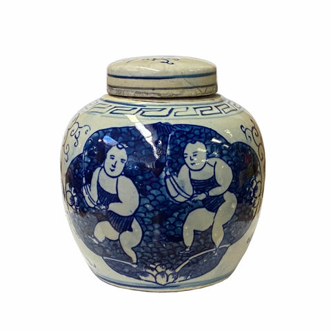 ginger jar - oriental blue white jar - porcelain jar