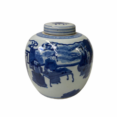 ginger jar - blue white porcelain jar - chinese temple jar