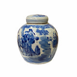 blue white ginger jar - chinese temple jar - porcelain urn