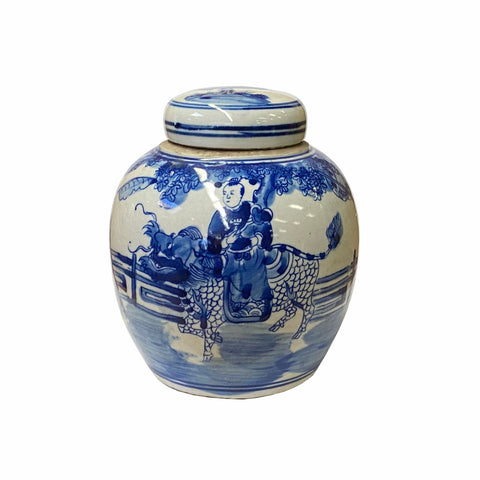 ginger jar - blue white porcelain jar - temple jar