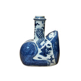 blue white porcelain vase - asian chinese toad shape vase 