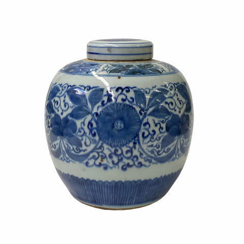 blue white ginger jar - chinese porcelain urn - oriental temple jar