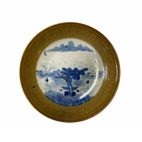 blue white porcelain plate - asian pottery plate - Chinese ceramic plate