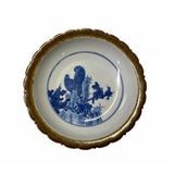 blue white porcelain plate - chinese flower bird pottery plate - asian porcelain deco plate