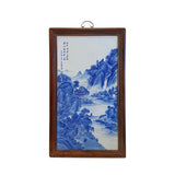 blue white porcelain panel - Asian mountain scenery panel - chinese porcelain wall art
