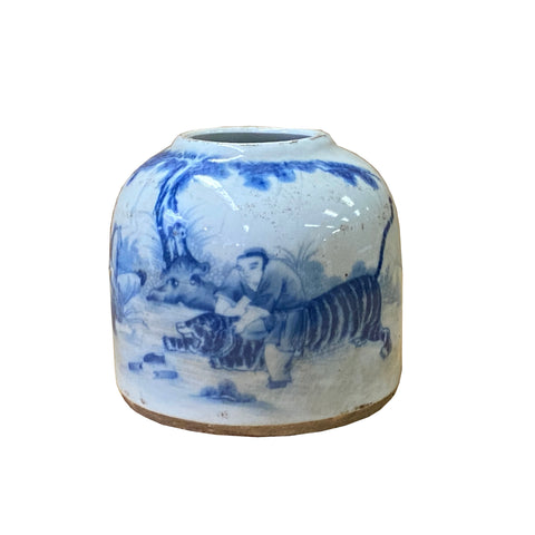 blue white porcelain holder - asian porcelain small vase 
