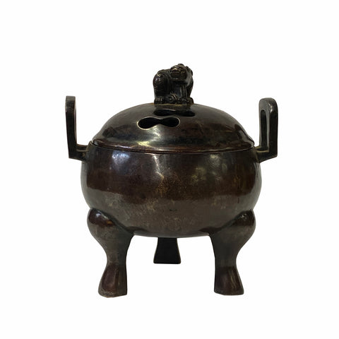 incense holder - oriental metal urn - Chinese incense burner
