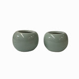 celadon container - round porcelain cup - chinese light green cup