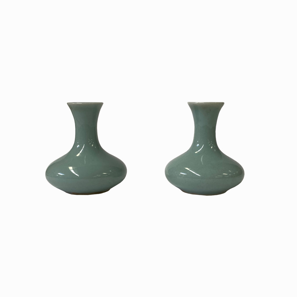 2 x Chinese Clay Ceramic Wu Celadon Green Small Vase Container ws1619S 2 x Chinese Clay Ceramic Wu Celadon Green Small Vase Container ws1619S
