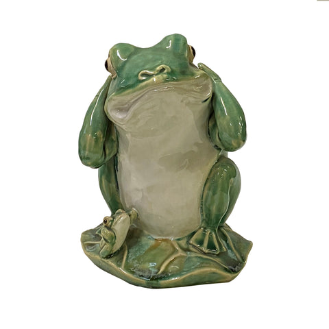 frog figure - garden ceramic green frogs 