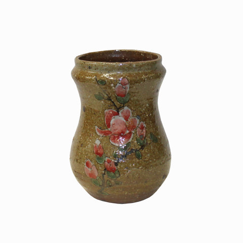 brown gray ceramic flower vase - handmade pottery vase