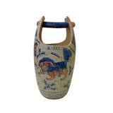Chinese Beige Foo Dog Ceramic Bucket Shape Pot Planter Vase ws2809S