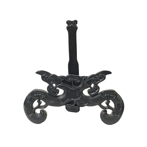 8" Chinese Black Carving Plate Plaque Holder Display Rack ws2947CS