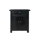 black lacquer end table - asian black nightstand - oriental side table