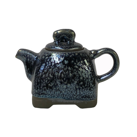 black silver glaze teapot display art