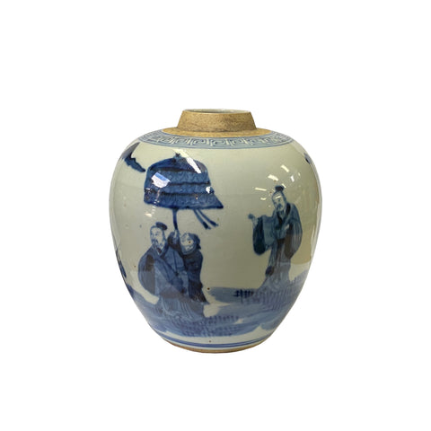 ginger jar - chinese blue white jar - oriental temple jar