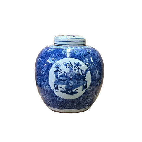 Chinese blue white ginger jar - asian chinese porcelain jars