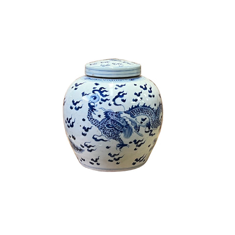 dragon blue white ginger jar - Chinese porcelain jar