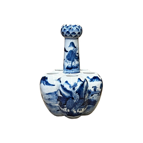 chinese blue white procelain vase - asian garlic shape vase 
