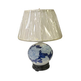 blue white porcelain lamp - asian flower graphic porcelain table lamp - blue white flower lamp
