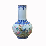 chinese flower birds graphic porcelain vase - asian porcelain art vase