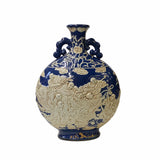 blue white vase - 18 lohans - oriental flask vase