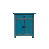 oriental end table - distressed bolection blue side table