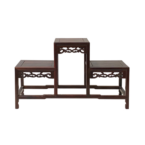 display stand - oriental brown step shape curio -chinese table tp display rack