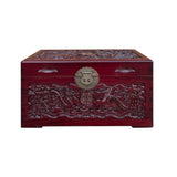 chinese wedding trunk - oriental camphor wood -  dragon phoenix carving trunk