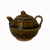 ceramic brown pattern teapot - asian pottery  teapot display art 